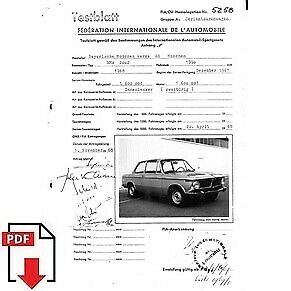 1969 BMW 2002 FIA homologation form PDF download